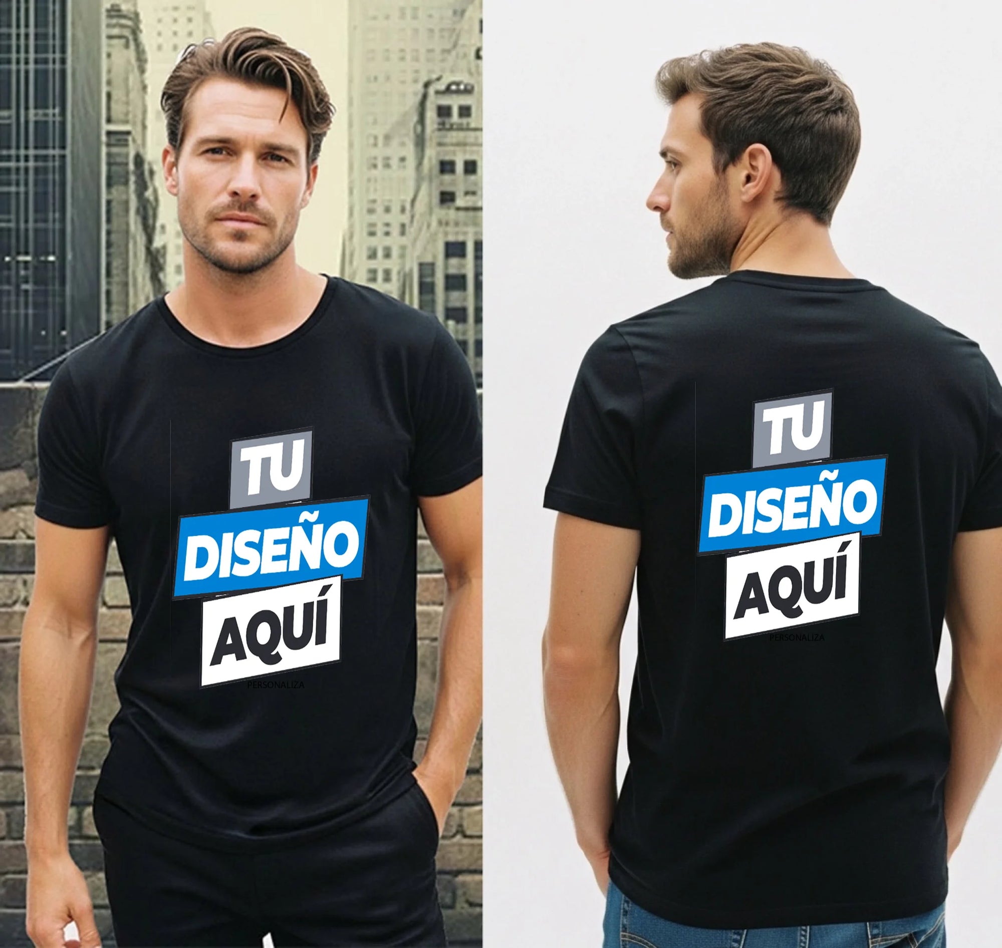 frente y espalda playera negra hombres