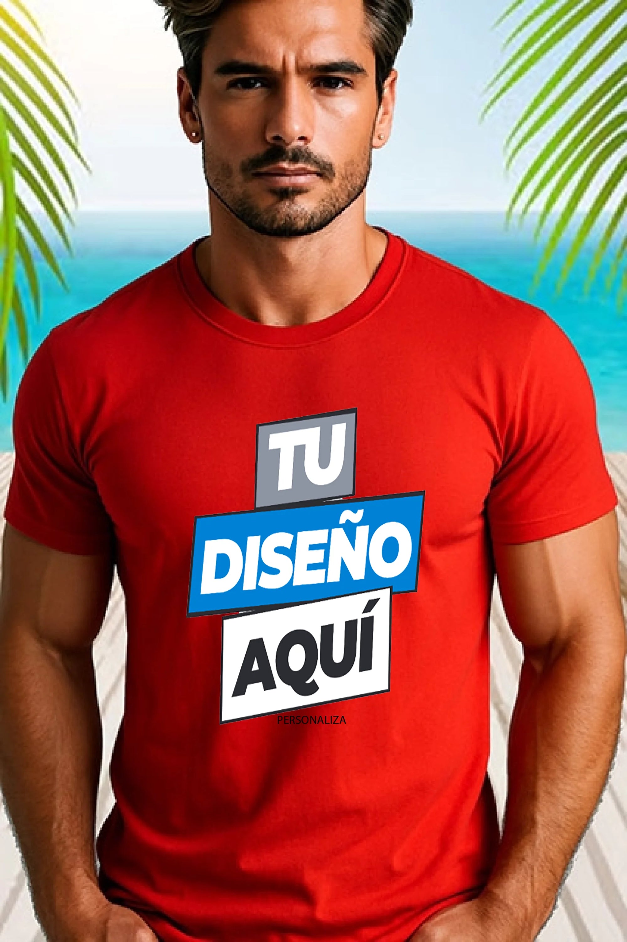 playera roja caballero manga corta